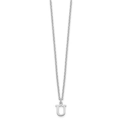 Sterling Silver Rhodium Plated Cutout Letter U Initial Necklace
