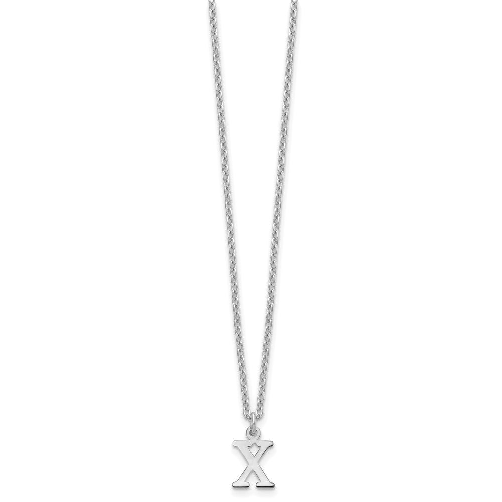 Sterling Silver Rhodium Plated Cutout Letter X Initial Necklace