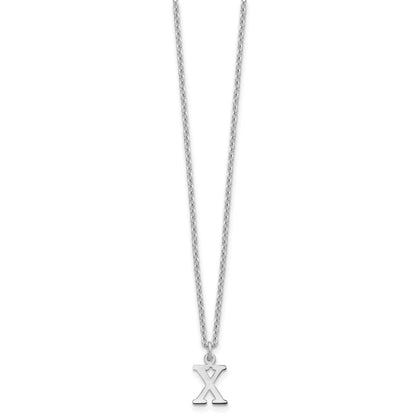 Sterling Silver Rhodium Plated Cutout Letter X Initial Necklace