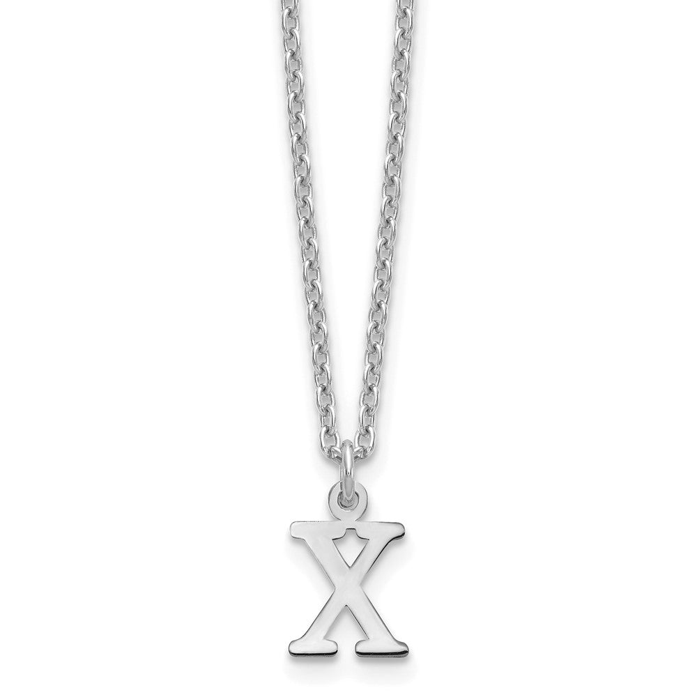 Sterling Silver Rhodium Plated Cutout Letter X Initial Necklace