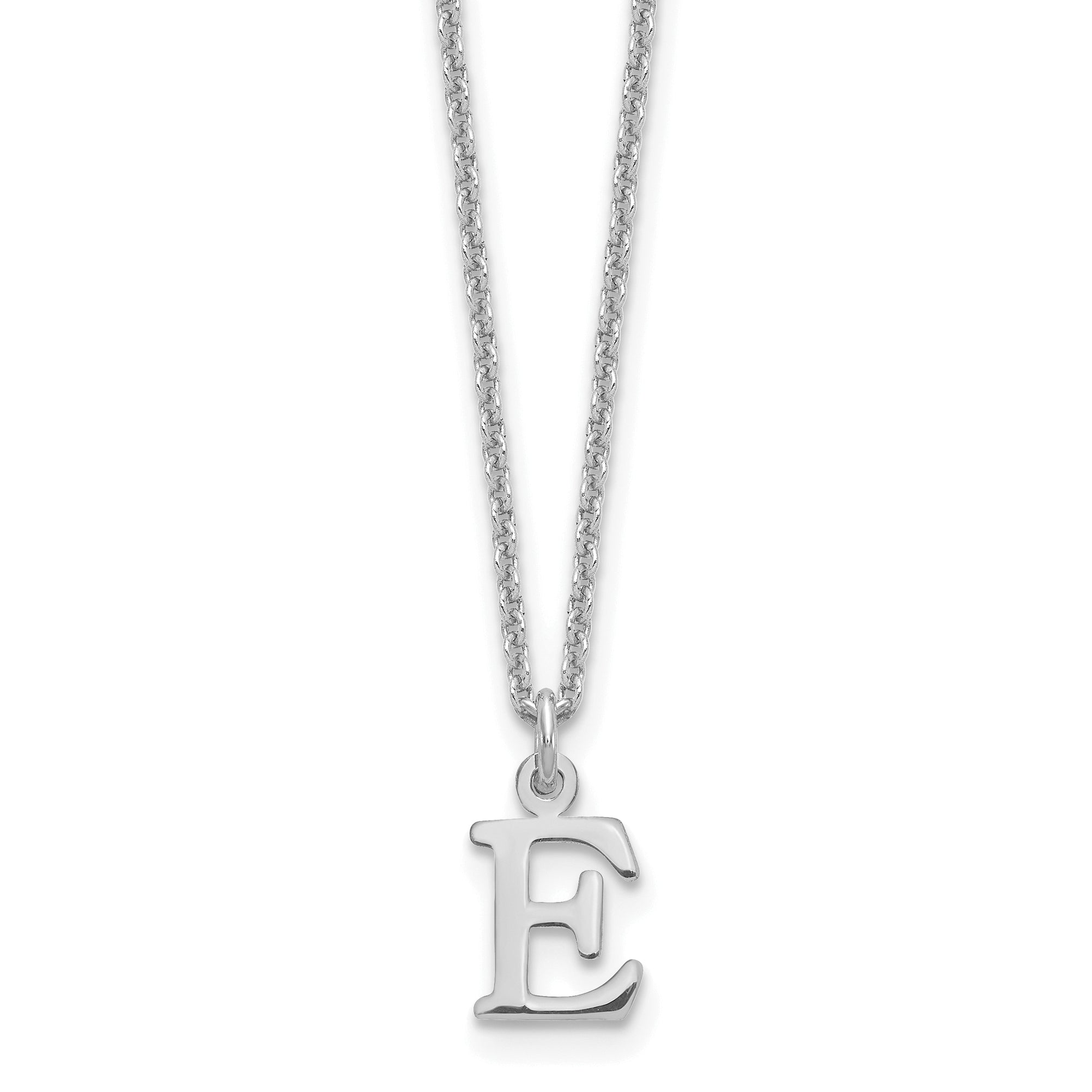 10K White Gold 10Kw Cutout Letter E Initial Necklace