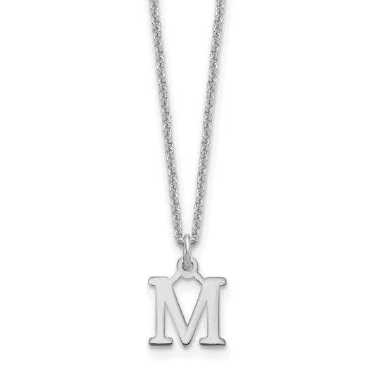 14K White Gold 14Kw Cutout Letter M Initial Necklace