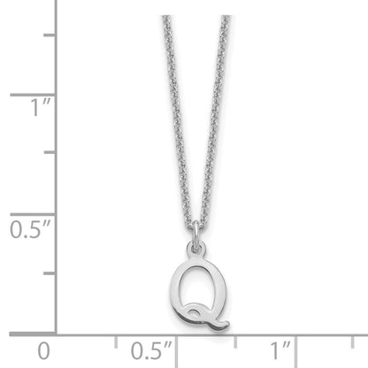 10K White Gold 10Kw Cutout Letter Q Initial Necklace