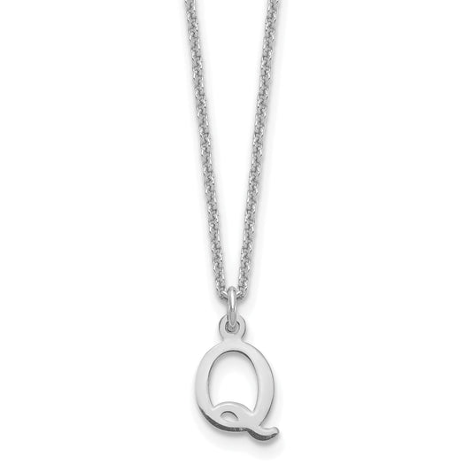 10K White Gold 10Kw Cutout Letter Q Initial Necklace