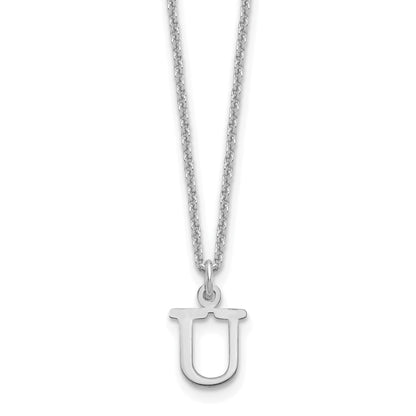 10K White Gold 10Kw Cutout Letter U Initial Necklace