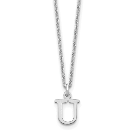 10K White Gold 10Kw Cutout Letter U Initial Necklace