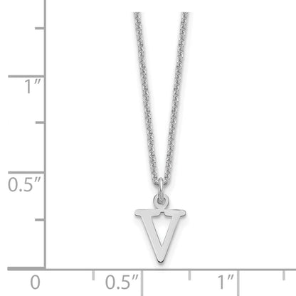 10K White Gold 10Kw Cutout Letter V Initial Necklace
