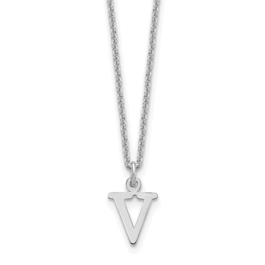 10K White Gold 10Kw Cutout Letter V Initial Necklace