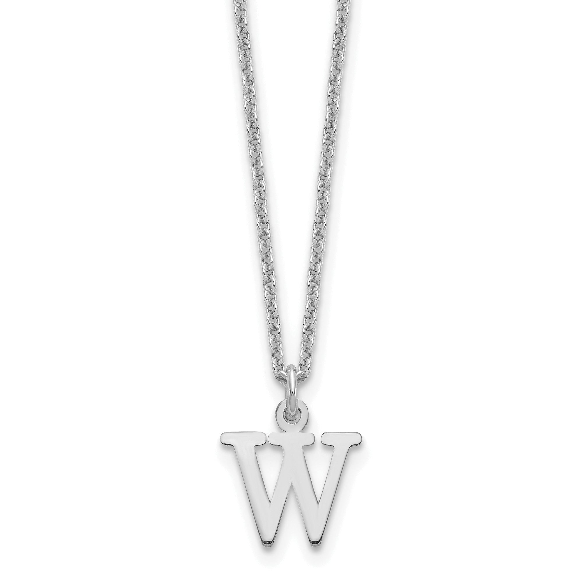 10K White Gold 10Kw Cutout Letter W Initial Necklace