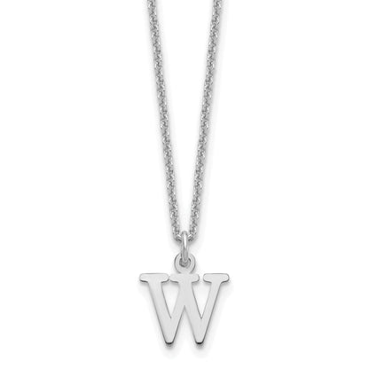 10K White Gold 10Kw Cutout Letter W Initial Necklace