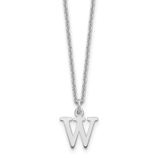 10K White Gold 10Kw Cutout Letter W Initial Necklace