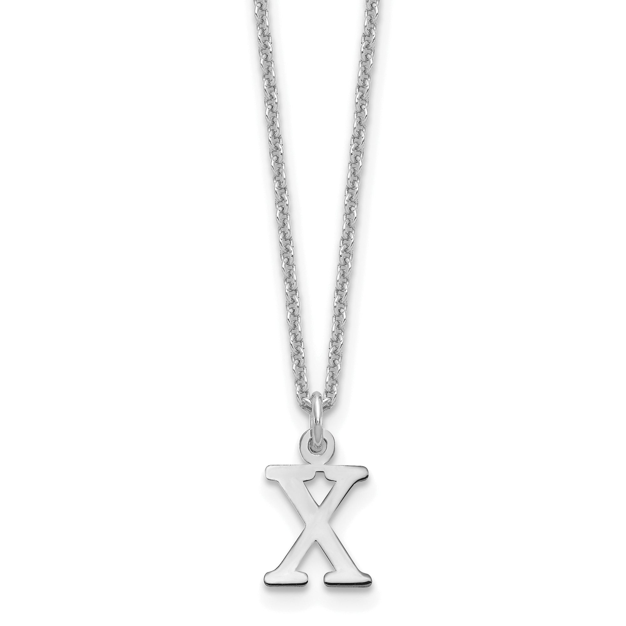 10K White Gold 10Kw Cutout Letter X Initial Necklace