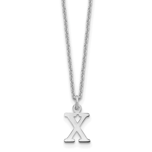 10K White Gold 10Kw Cutout Letter X Initial Necklace