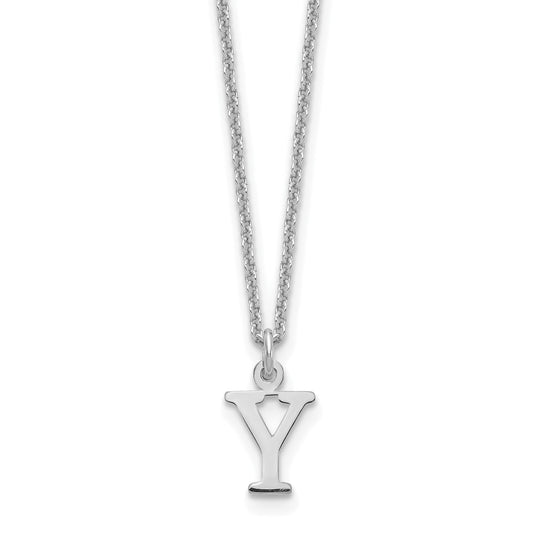 10K White Gold 10Kw Cutout Letter Y Initial Necklace
