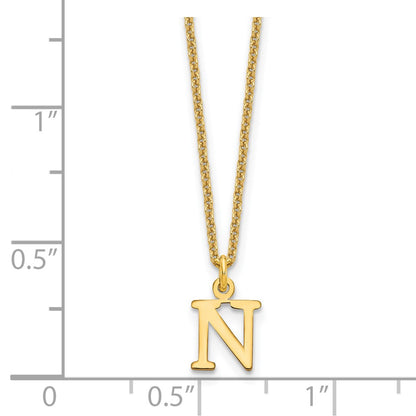 14K Yellow Gold 14Ky Cutout Letter N Initial Necklace