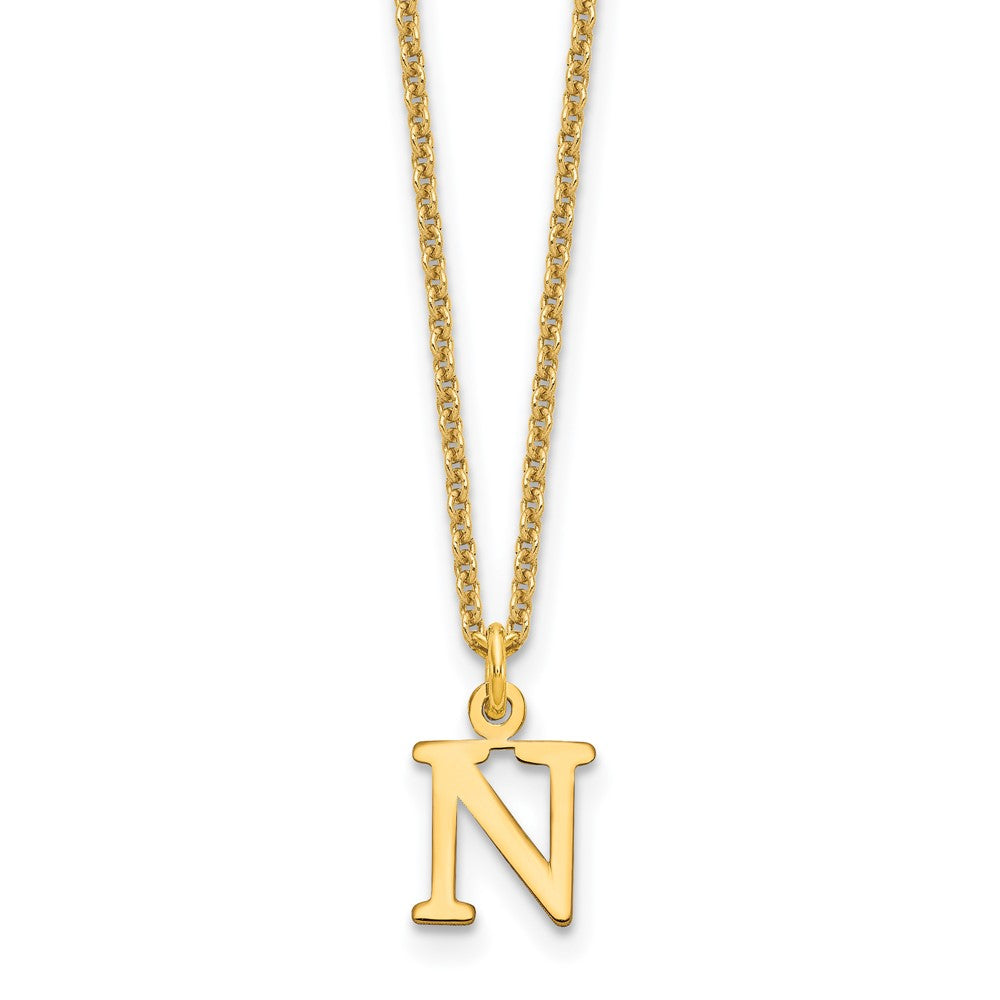14K Yellow Gold 14Ky Cutout Letter N Initial Necklace