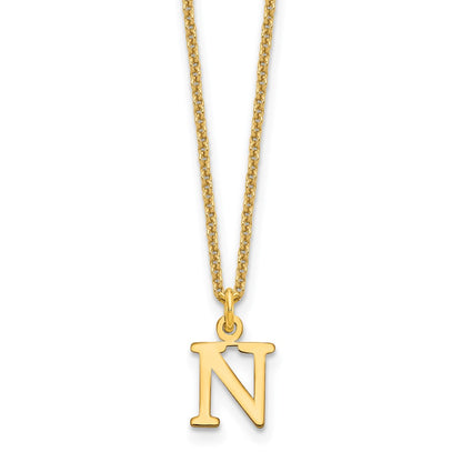 14K Yellow Gold 14Ky Cutout Letter N Initial Necklace