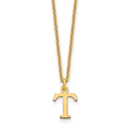 14K Yellow Gold 14Ky Cutout Letter T Initial Necklace