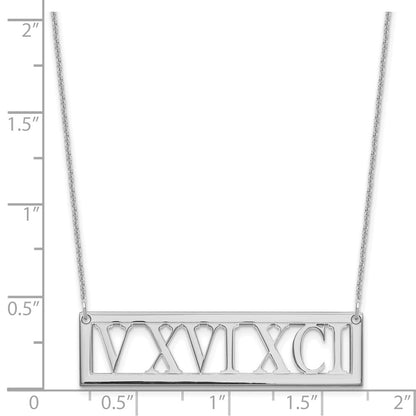 14K White Gold Roman Numeral Bar Necklace