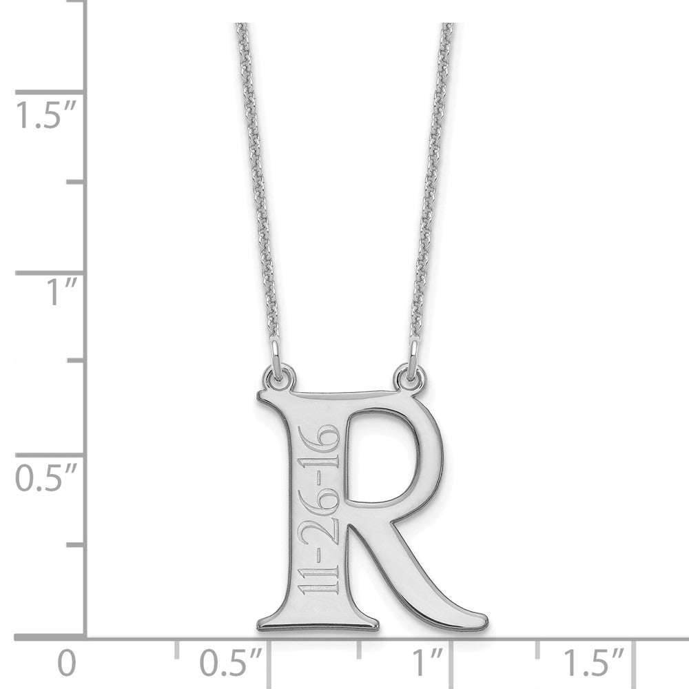 14K White Gold Initial And Date Necklace