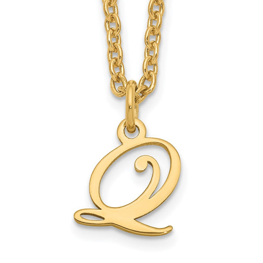 Gold Plated Sterling Silver Letter Q Initial Necklace