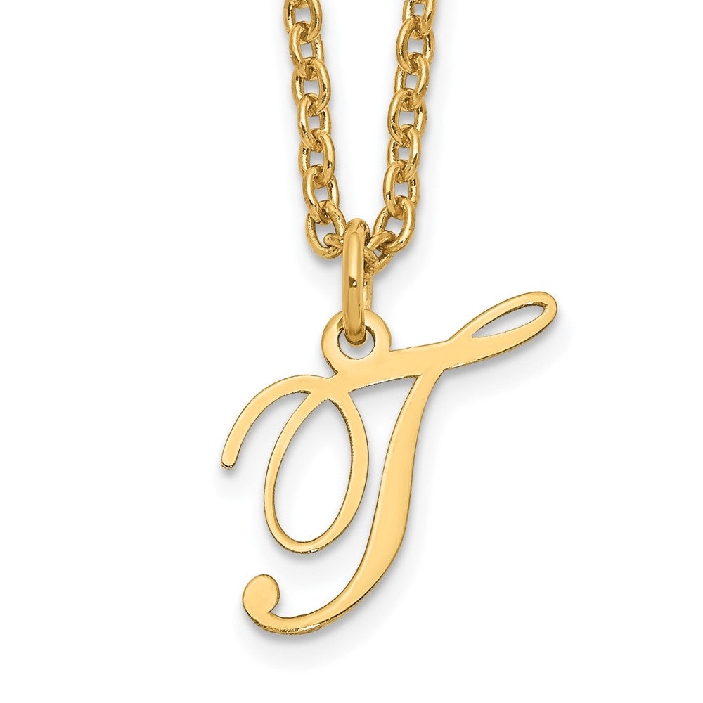 Gold Plated Sterling Silver Letter T Initial Necklace