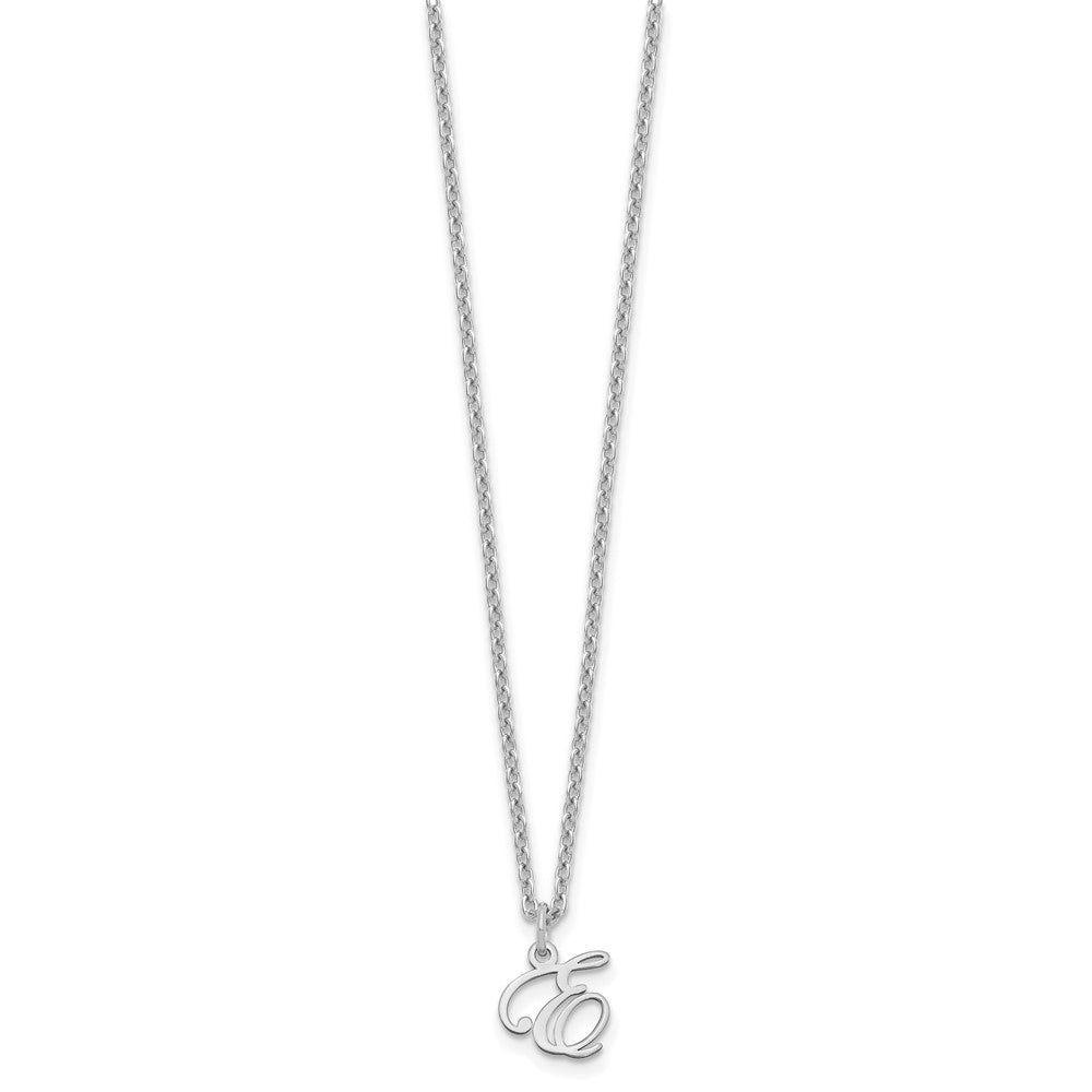 Sterling Silver Rhodium Plated Letter E Initial Necklace