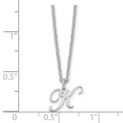 Sterling Silver Rhodium Plated Letter K Initial Necklace