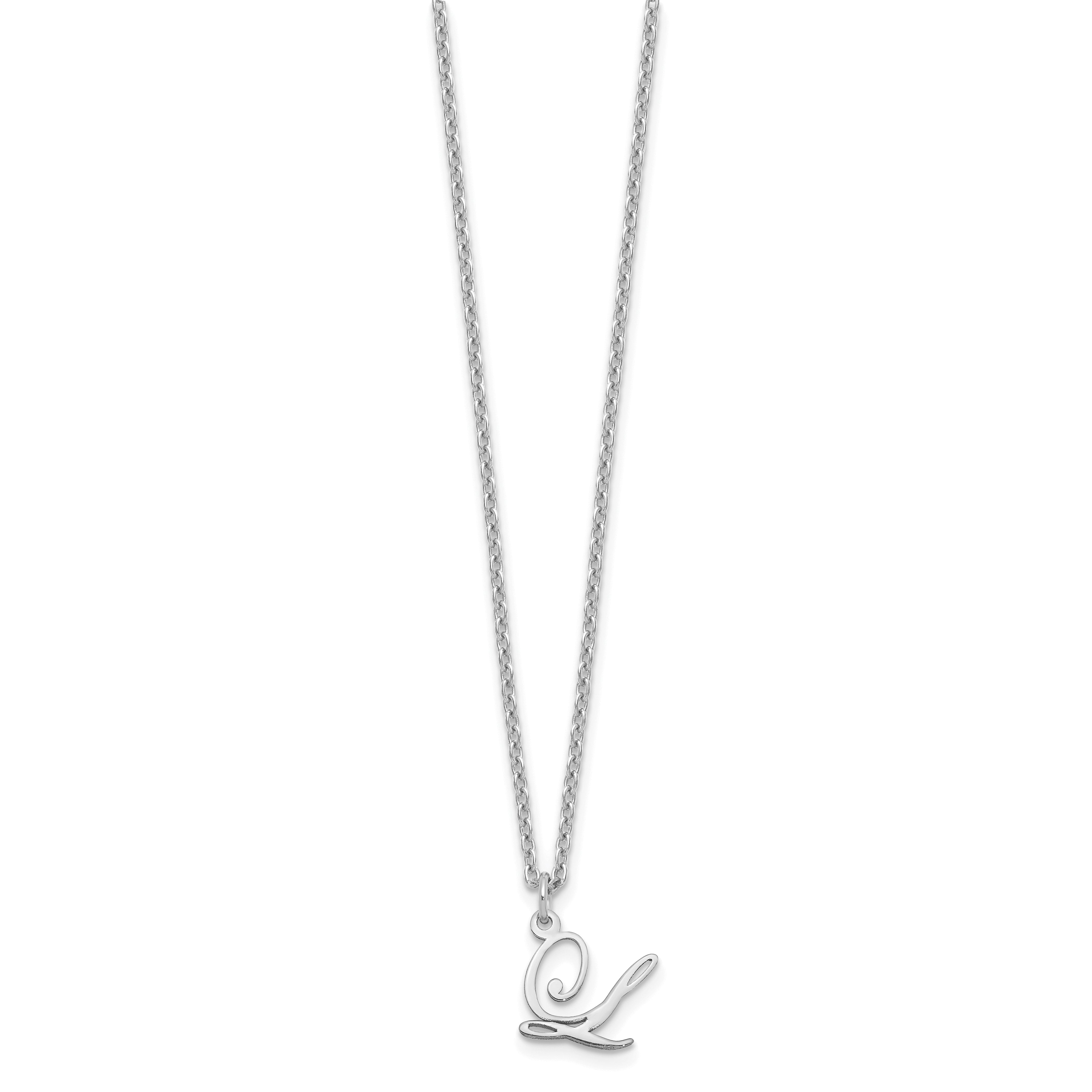Sterling Silver Rhodium Plated Letter L Initial Necklace
