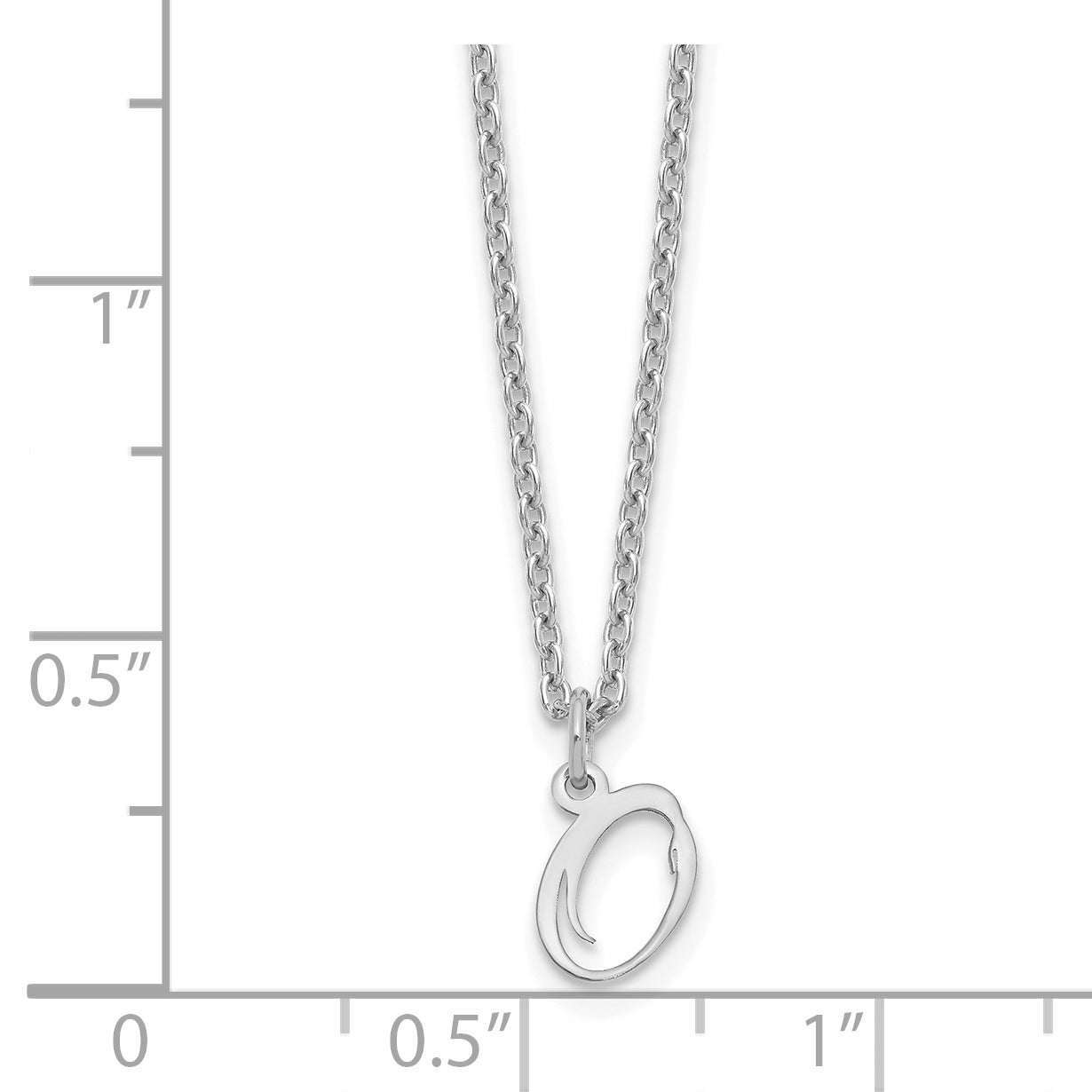 Sterling Silver Rhodium Plated Letter O Initial Necklace