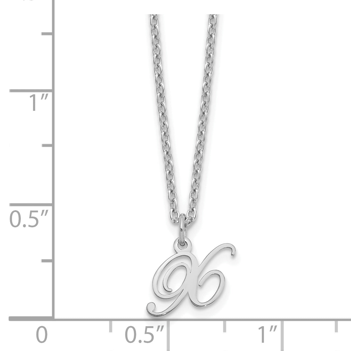 Sterling Silver Rhodium Plated Letter X Initial Necklace