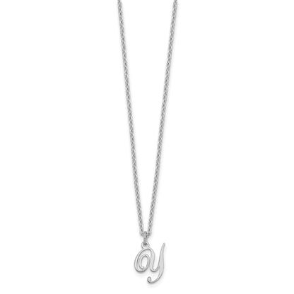 Sterling Silver Rhodium Plated Letter Y Initial Necklace