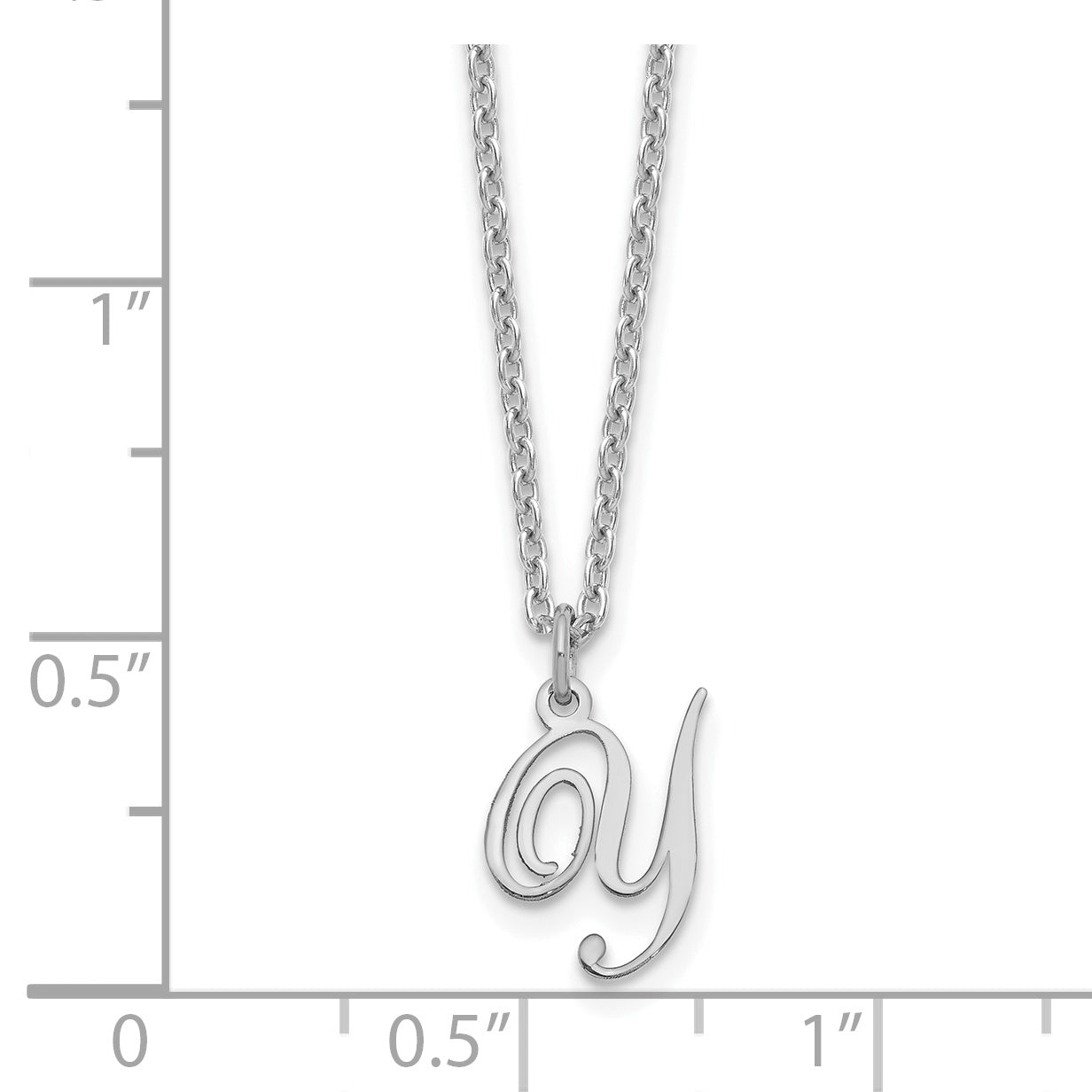 Sterling Silver Rhodium Plated Letter Y Initial Necklace