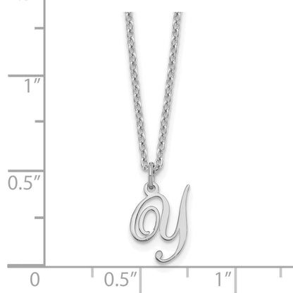 Sterling Silver Rhodium Plated Letter Y Initial Necklace
