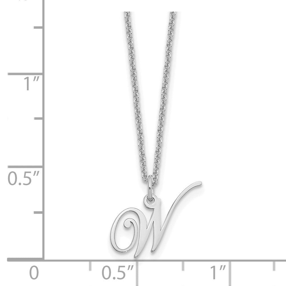 Sterling Silver Rhodium Plated Letter W Initial Necklace