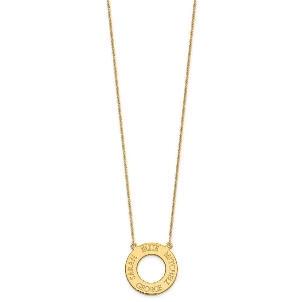 14K Yellow Gold Circle With 4 Name Necklace