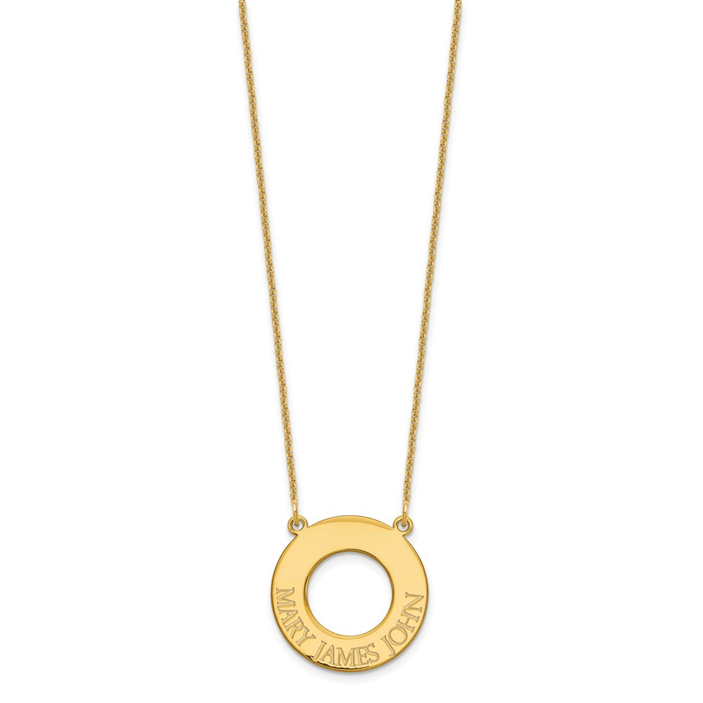 14K Yellow Gold Circle With 3 Name Necklace