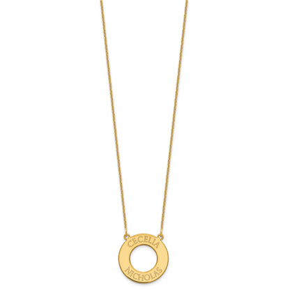 14K Yellow Gold Circle With 2 Name Necklace
