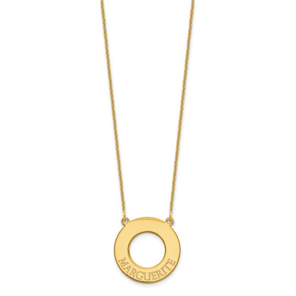 14K Yellow Gold Circle With 1 Name Necklace