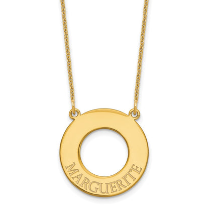 14K Yellow Gold Circle With 1 Name Necklace