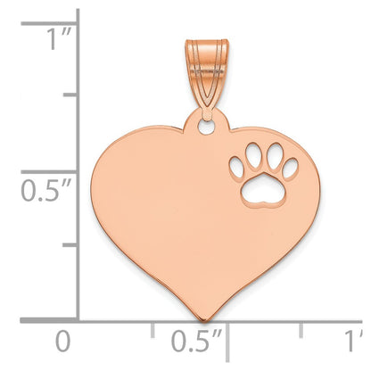 14K Rose Gold Blank Heart With Cut Out Paw Print Pendant
