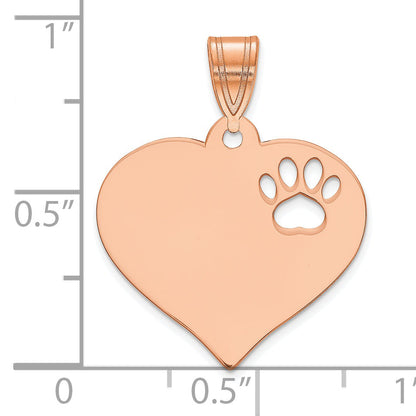 Rose Plated Blank Heart With Cut Out Paw Print Pendant