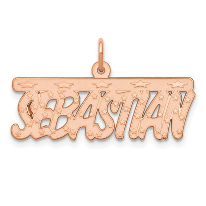 Rose Plated Sterling Silver/Rose Satin Stars Name Plate