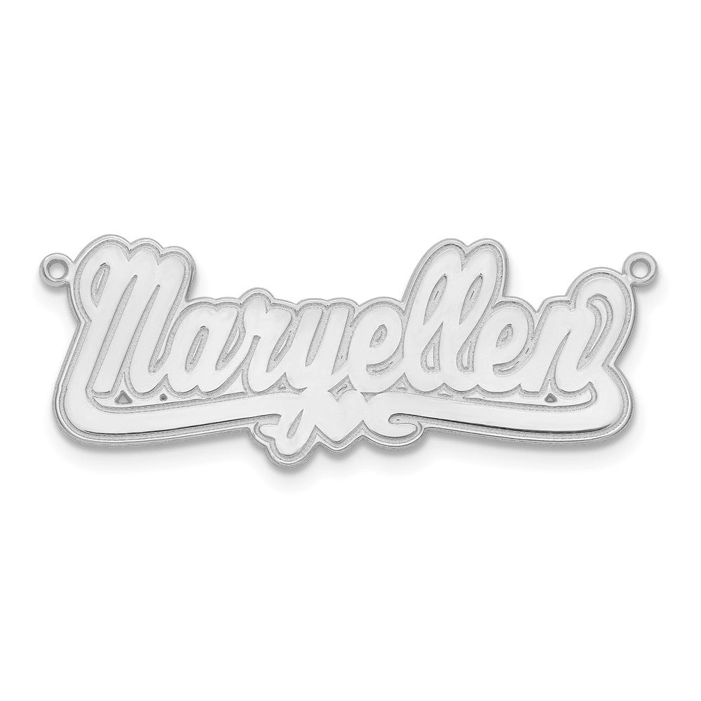 Sterling Silver Silver/Rhodium Plated Etched Heart Name Plate