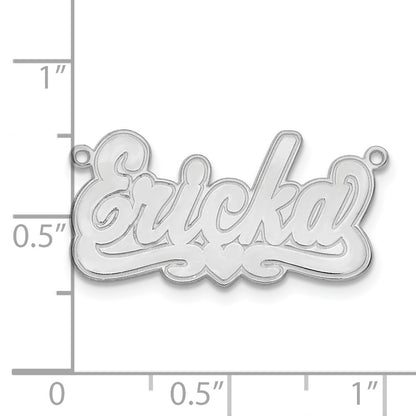 Sterling Silver Silver/Rhodium Plated Etched Heart Name Plate