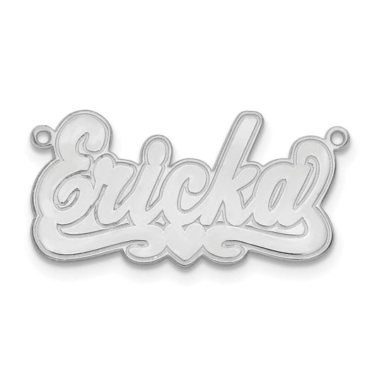 Sterling Silver Silver/Rhodium Plated Etched Heart Name Plate
