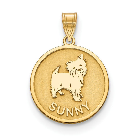 14K Yellow Gold Dog Pendant