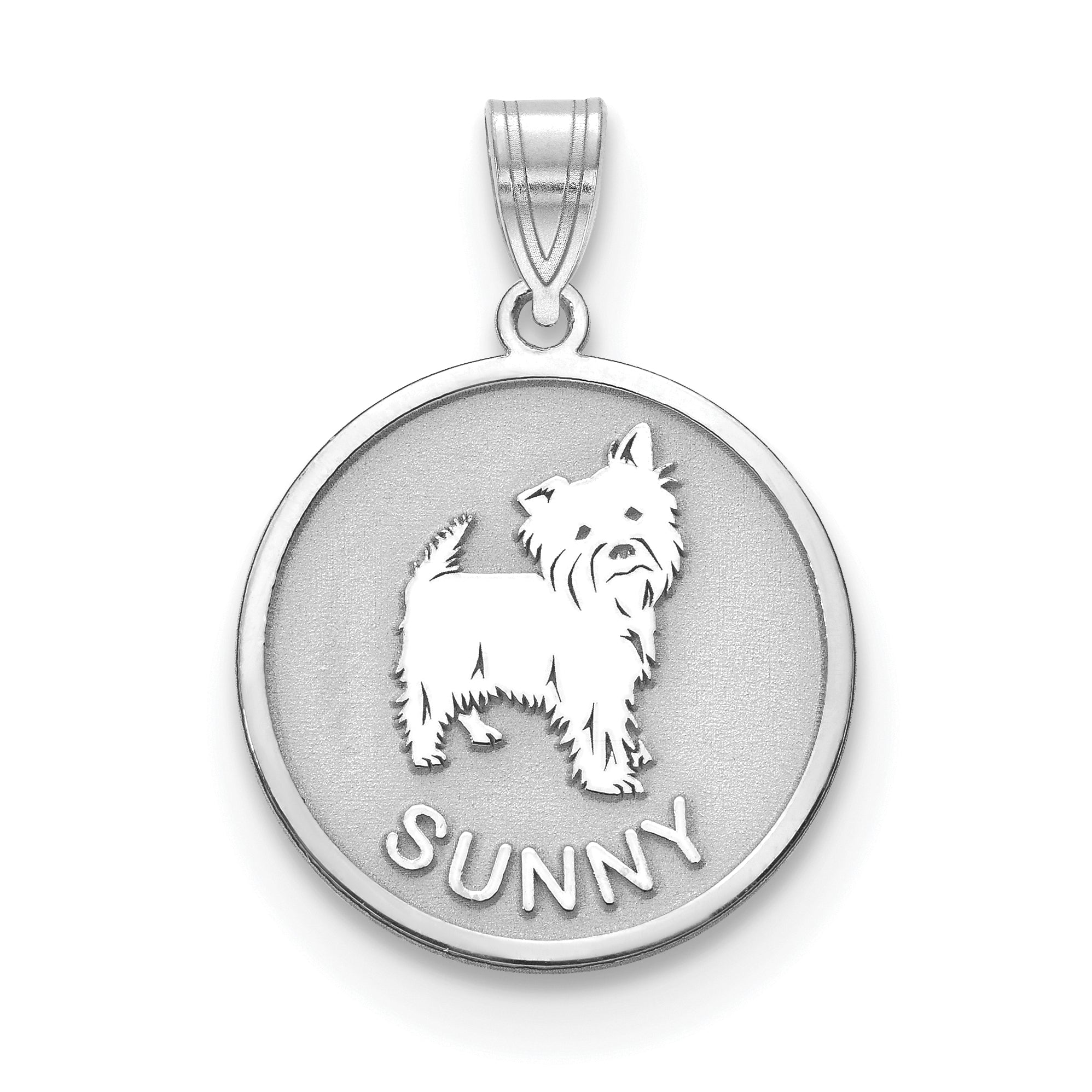 14K White Gold Dog Pendant