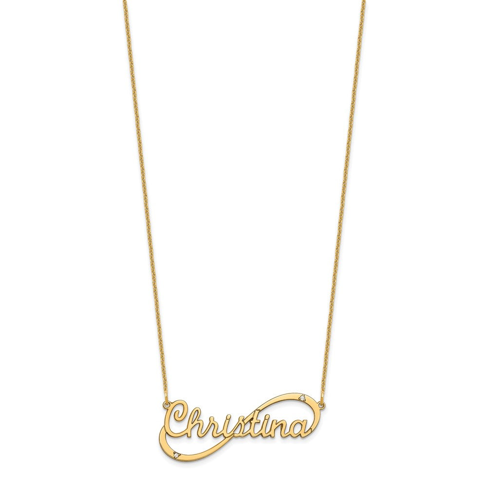 14K Yellow Gold 1 Name Infinity With Diamonds Necklace
