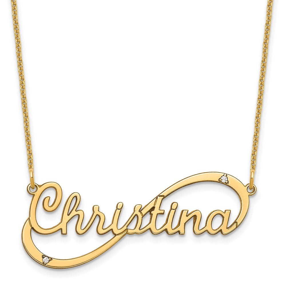 14K Yellow Gold 1 Name Infinity With Diamonds Necklace